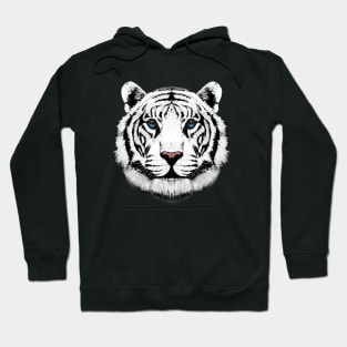 Kids White Tiger Head Big Cat Face For Kids Boys & Girls Hoodie